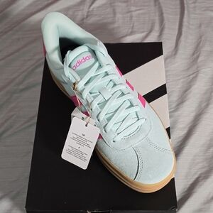 Adidas Women's Light Blue and Pink Sneakers